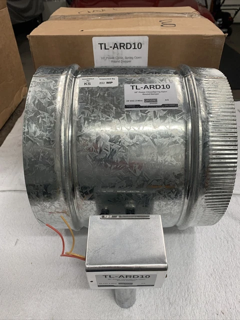 10” Power Close/Spring Open Round Damper (TL-ARD10) 24 VAC 2 Wire Totaline