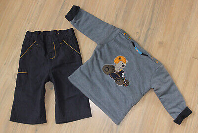56 62 NEU Ergee Baby Junge Pullover & Hose Outfit SET Fleece grau blau POWER Größe 