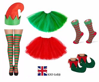 Adult Kids CHRISTMAS ELF COSTUME ACCESSORY Secret Santa Fancy Dress Party Lot UK