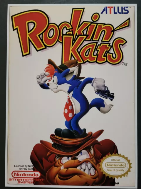 Rockin Kats Nintendo NES Classic Retro Atlus Game Box Art Print - Small Poster