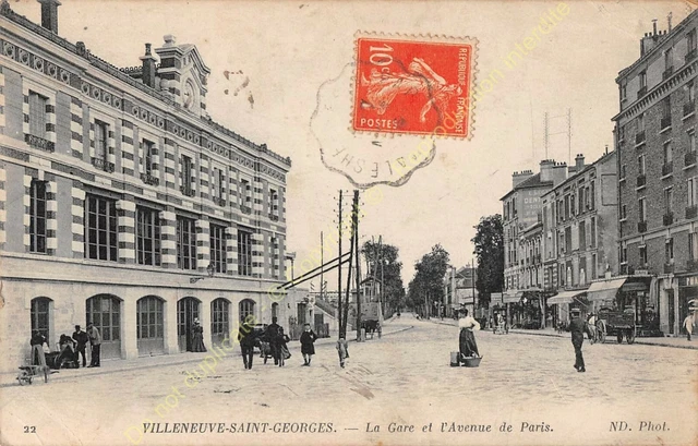 CPA 94190 Villeneuve Saint Georges Station & Avenue de Paris Edit ND