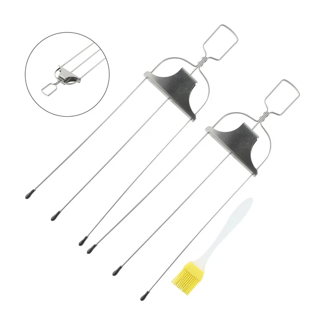 Lot De 6 Pics à Brochette En Inox Pour Barbecue + Support - ECLOZ