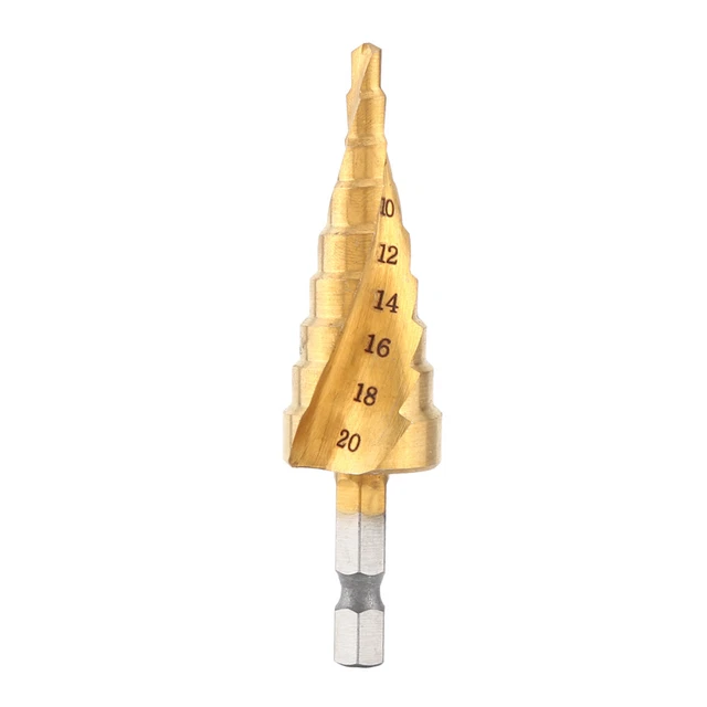 1pc Steel Titanium Coated Step Drill Bit Spiral Flute Power Tools 4-20mm ECO
