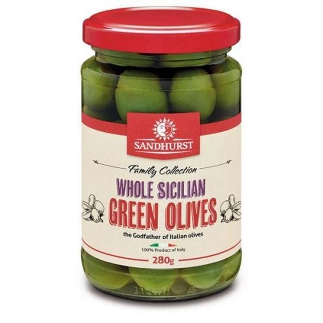 Sandhurst - Whole Sicilian Green Olives 280g