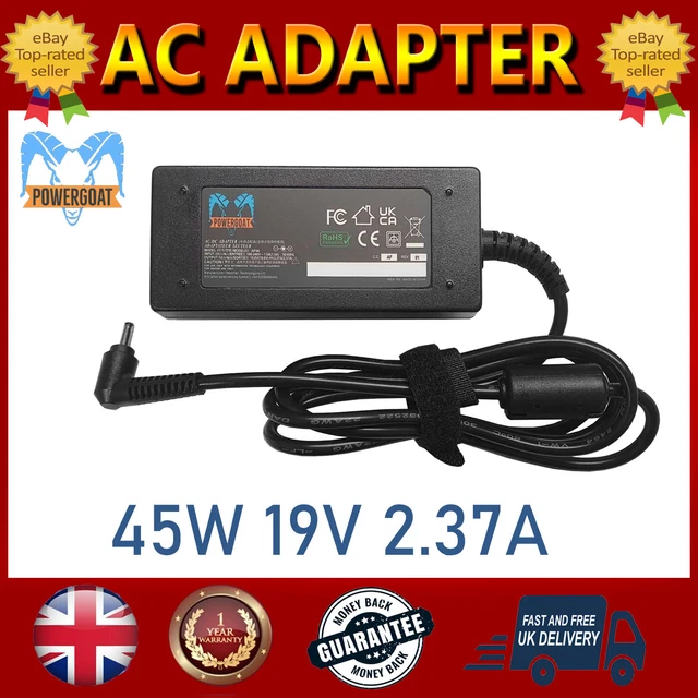 45W 19V 2.37A AC Laptop Charger For Asus Zenbook UX21 UX21E, Acer Chromebook CB3-131, Aspire One Cloudbook – Black