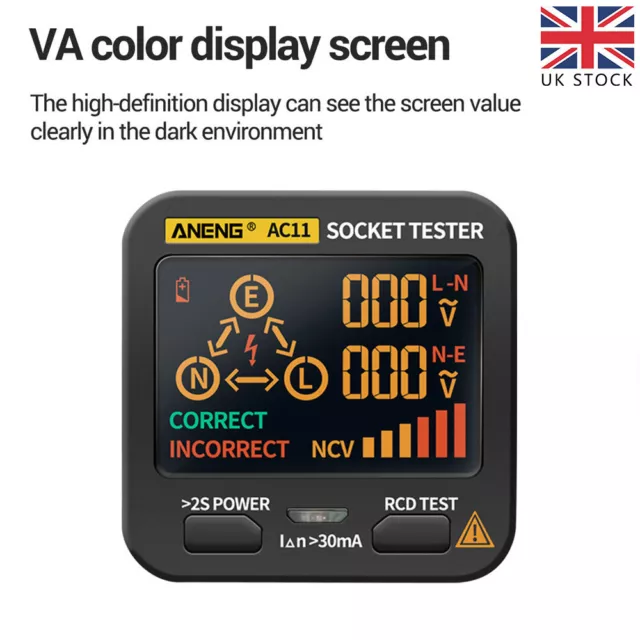 Socket Tester Digital Display Plug In UK Plug Electric Mains Fault Checker