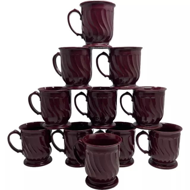 Vintage (11) Dinex Turnbury  3000 Cranberry Insulated Cups Mugs Plastic Melamine