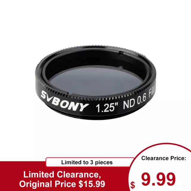 SVBONY SV139 1.25" ND4 Neutral Density Filter 0.6 Moon Filter For Moon Viewing