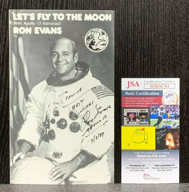 RONALD E. EVANS Autograph JSA Certified Signed Flyer Paper Form APOLLO 17 NASA