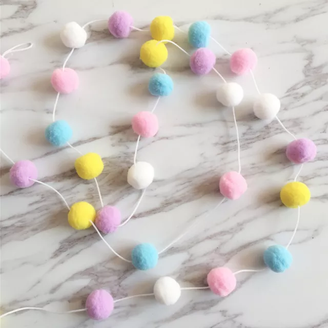 2m Pom Pom Garland Felt Balls Birthday Party Baby Shower Kids Room Home Decor