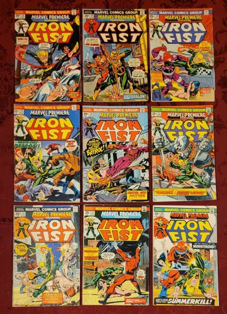 Marvel Premiere Lot Of 9:  15-16 + 18-24 1st App Iron Fist Misty Knight Colleen