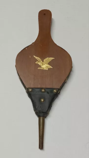 Vintage Wood Brass and Leather Federal Eagle Fireplace Bellows