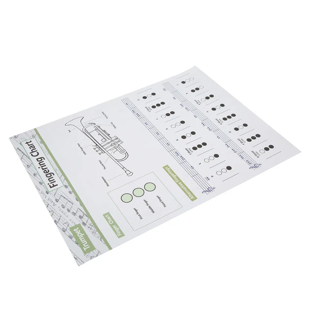 (Large Size))Trumpet Chart Portable Trumpets Note Reference Art Paper Fingering