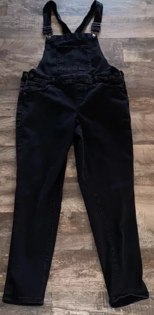 Womens Maurice’s Bib Overalls Skinny Leg Stretch Jeans Denim Size 12 Black