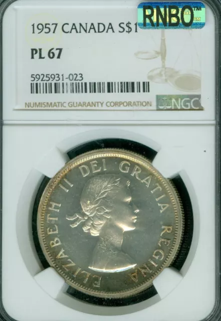 1957 Canada Dollar Ngc Pl67 Pq Mac Rnbo 2Nd Finest Grade Spotless *