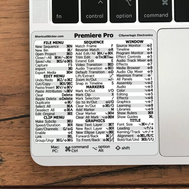 Autocollant de raccourci clavier Word/Excel (pour Mac) vinyle