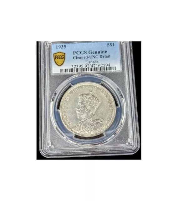 $1 Canada 1935 Pcgs Unc Vf Detail Silver Dollar Coin 2