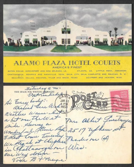 1953 Texas Hotel Postcard - Alamo Plaza Hotel Courts