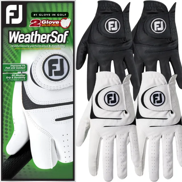 FootJoy Mens WeatherSof 2 Pack Golf Gloves Left Hand Twin Pack (2023)
