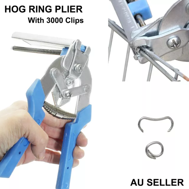 Hog Ring Plier Fencing Gun Fastener Stapler M  Nailer Wire Ringer W/ 3000 Clips