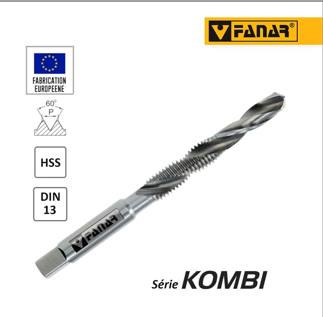 Foret taraudeur machine M8x1,25 taraud combiné avec foret DIN13 HSS FANAR® Kombi