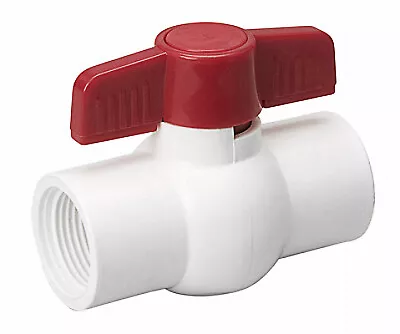 Threaded Ball Valve, White PVC, 1-1/2-In.