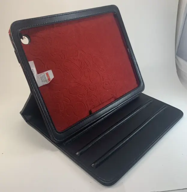 Disney IPad Case - Black Leather with Mickey imprints - holds 10"x8" ipad