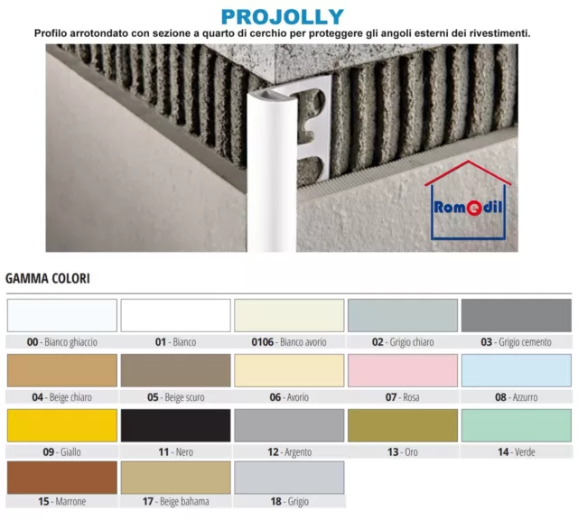 Profilo arrotondato per rivestimento Projolly pvc Antiurto H 10 mm L 2,70  mt