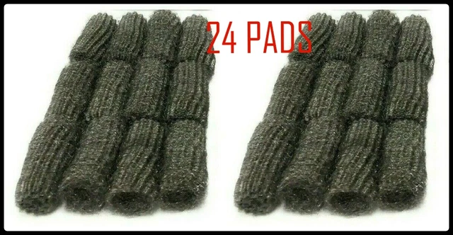 24 Pad #0 Med Steel Wool 2.5 "X1"Kitchen Bath Grill Wire Clean Scouring Shine