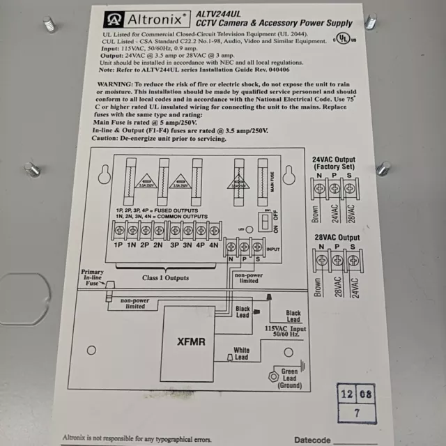 Altronix ALTV244UL CCTV Power Supply 3