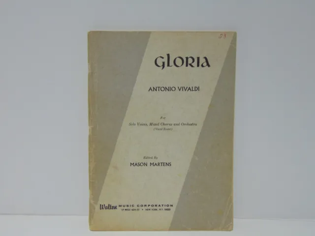 Gloria Antonio Vivaldi For Solo Voices Mixed Chorus And Orchestra (vocal score)