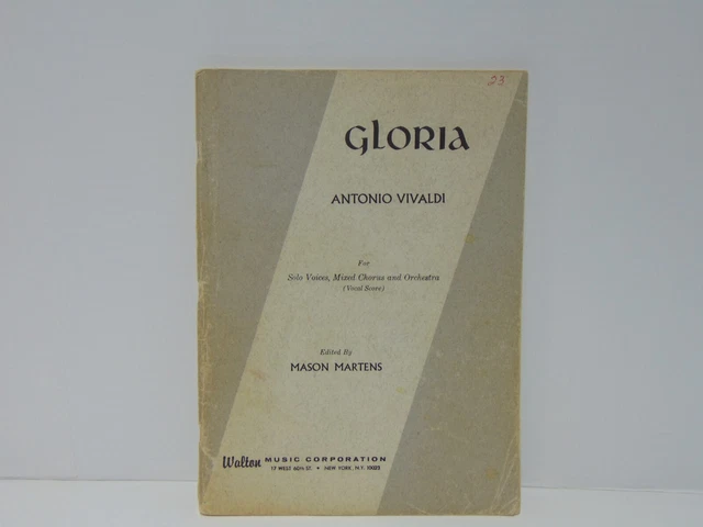 Gloria Antonio Vivaldi For Solo Voices Mixed Chorus And Orchestra (vocal score)