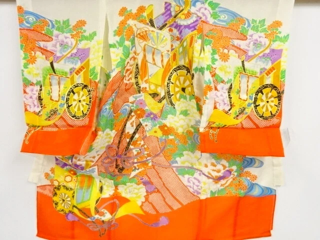 39212# Japanese Kimono / Antique Summer Kimono For Girls / Embroidery / Festival
