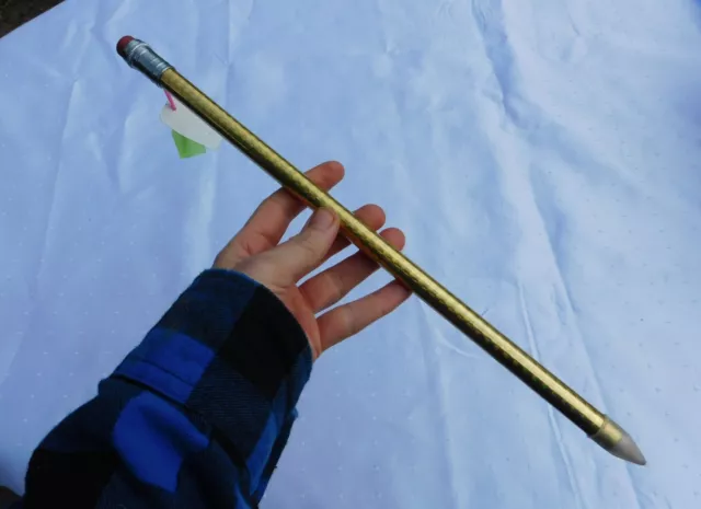 XXL riesen großer 38cm Jumbo Bleistift Anspitzer Radiergummi Gold Hologramm NEU