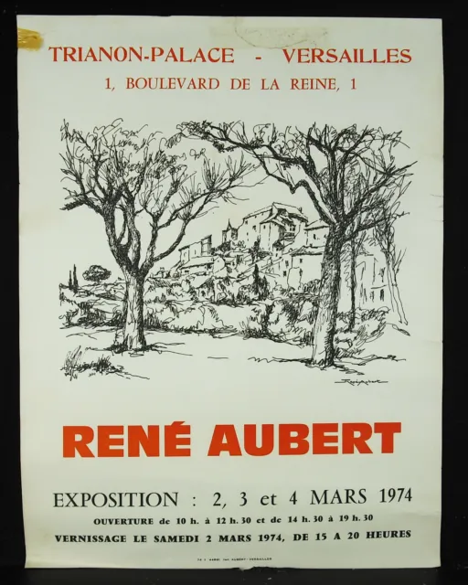 1974 Cartel Original Exposición Rene Aubert Versailles Trianon-Palacio