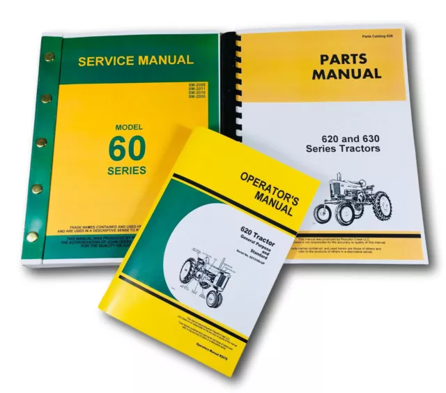 Service Parts Operators Manual For John Deere Model 620 Tractor Set 6213100-UP