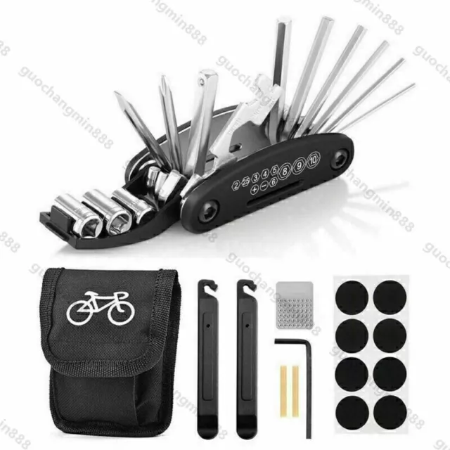 16 in1 Multitool Fahrrad Werkzeug Reparatur Set Reifenheber und Fahrradflicken