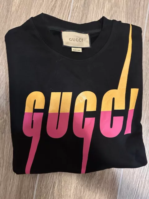 FELPA UOMO GUCCI Tg.XL Blade Con Stampa Nera Arancione EUR 170 00 PicClick IT