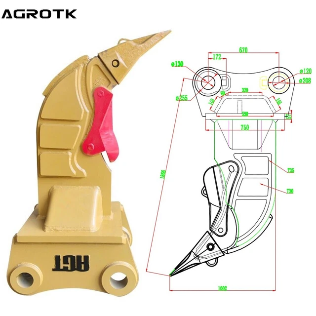 Agrotk 1.6 Ton AGT-CAT374D Excavator Frost Ripper for CAT 374 Heavy Duty