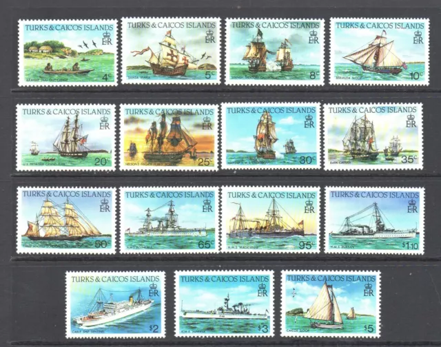 Stamps Commonwealth Turks & Caicos - 1983/85  QEII Ships Set 15v SG269/283  U/M