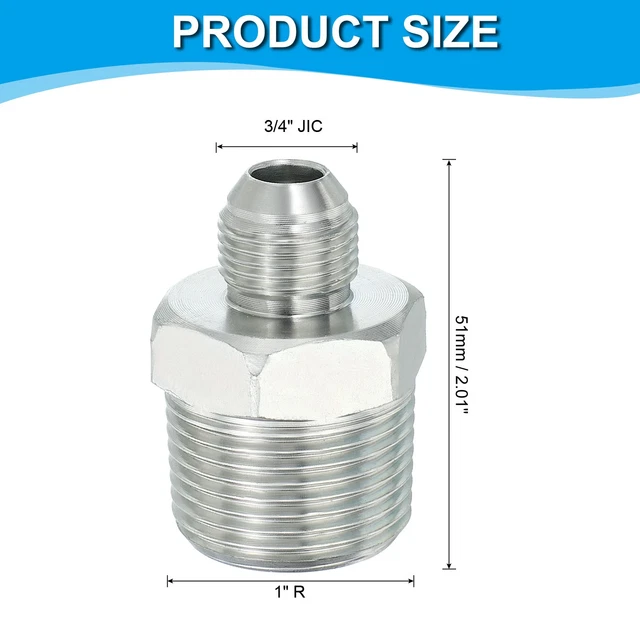Adattatore Riduttore Esagonale PATIKAL 1/2 Maschio JIC X 1/8 Maschio NPT – 2 Pezzi In Acciaio Carbonio Zincato, Raccordo Flare 37° Per Sistemi Idraulici E Riscaldamento