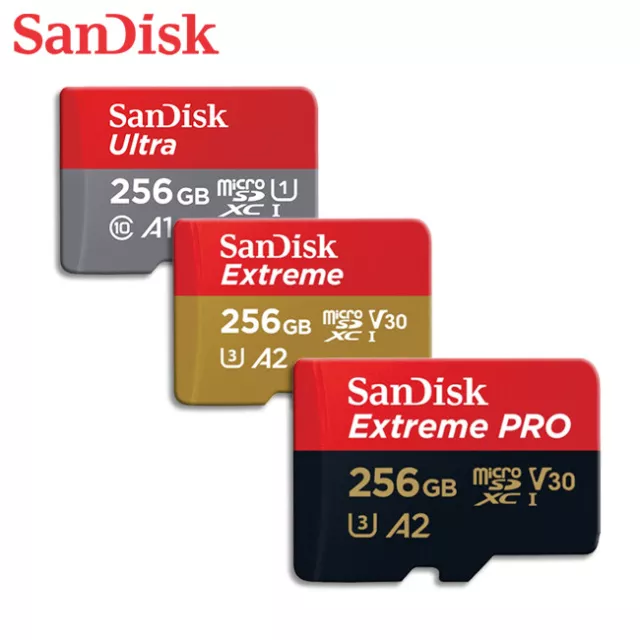 SanDisk Ultra / Extreme / Extreme PRO 256GB UHS-I microSDXC A1 / A2 Memory Cards