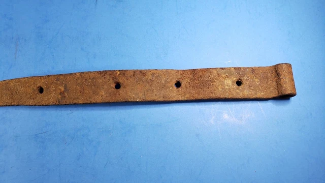 19th C Antique Hand Wrought Forged Iron Barn Door Strap Hinge 19" Single Unique 3