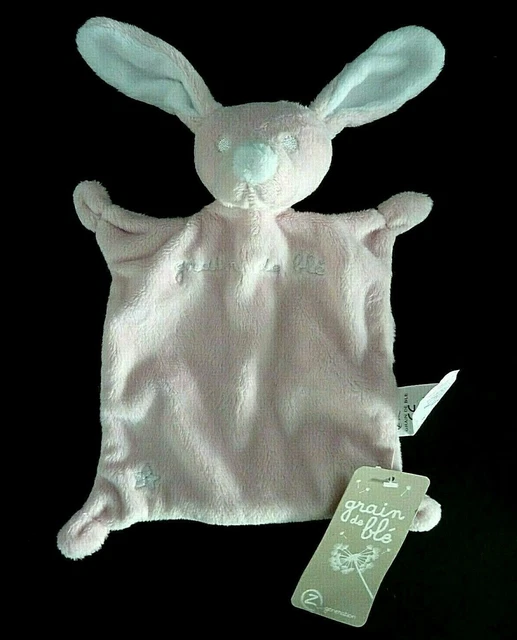 *. Doudou Plat Grain De Ble Zanier Lapin Rose Blanc Etoile - Neuf Etiquette