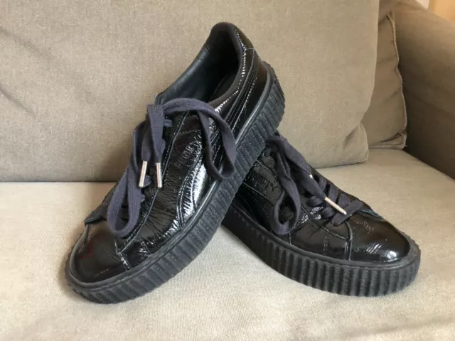 Fenty Puma by Rihanna Women's Creeper Crinkled Black Patent Leather US 8.5 EU 39