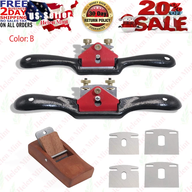 2pcs Adjustable SpokeShave with Flat Base, 6pcs Metal Blade and 1pcs Port