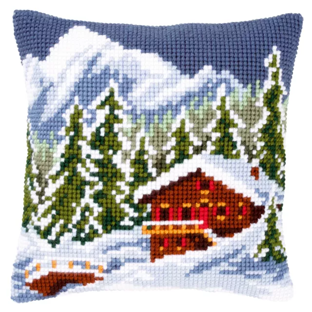 1x Cross Stitch Kit Cushion Snow Landscape Sewing Craft Tool Hobby Art