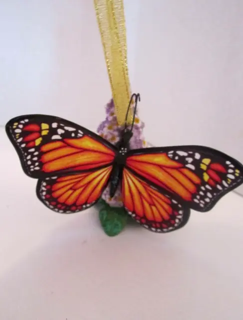 Danbury Mint Butterfly Monarch & Butterfly Bush Flower Figurine Ornament