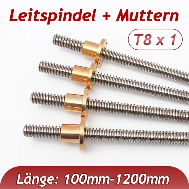 T8 Leitspindel 250mm Trapezgewinde - TR8x2 Mit Anti-Backlash Mutter 1mm Steigung
