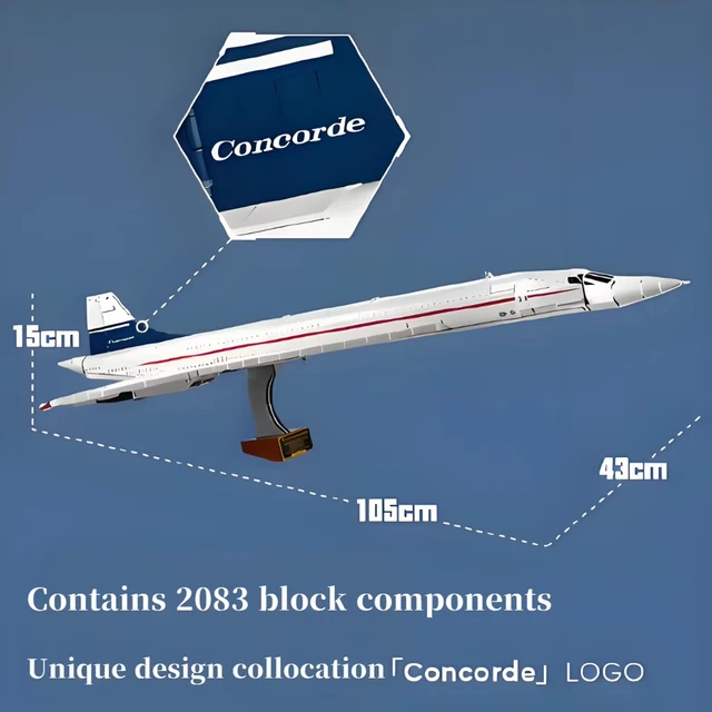 10318 CONCORDE SUPERSONIC Airbus Building Blocks Technic 105CM Airplane ...
